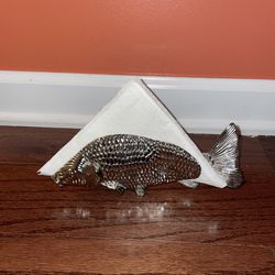 Vintage Silver Koi Fish Napkin Holder