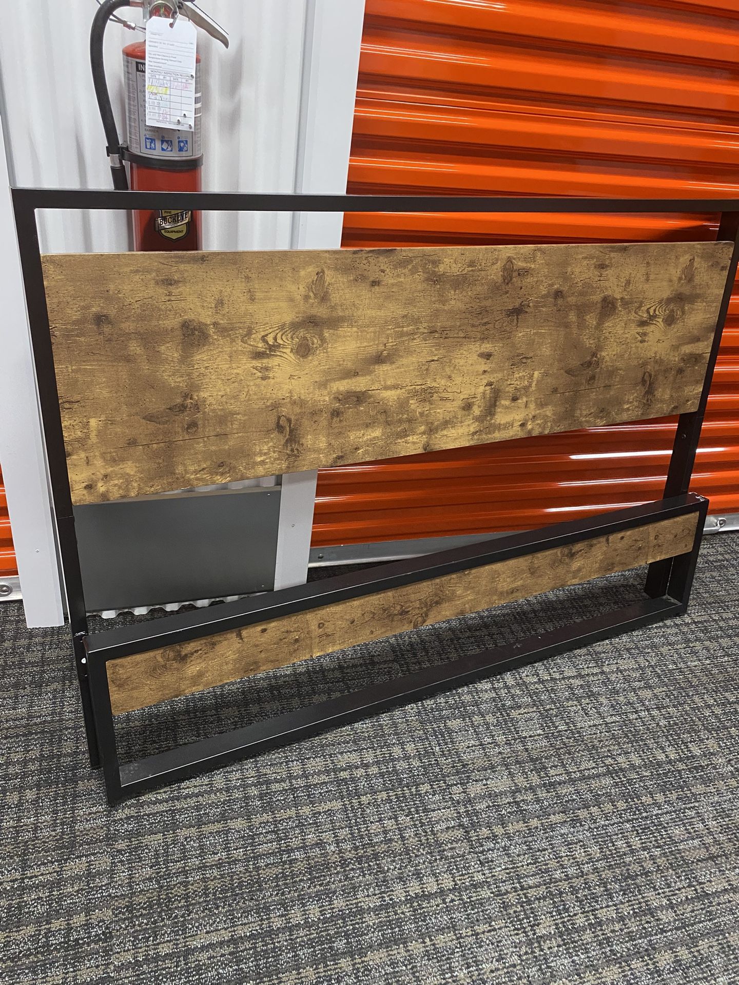 Metal And Wood Headboard, And Footboard