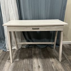 Wooden Desk Natural White With Pull Out Drawer 