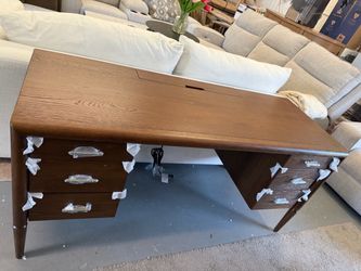 Dark Wood Executive Desk with Drawers