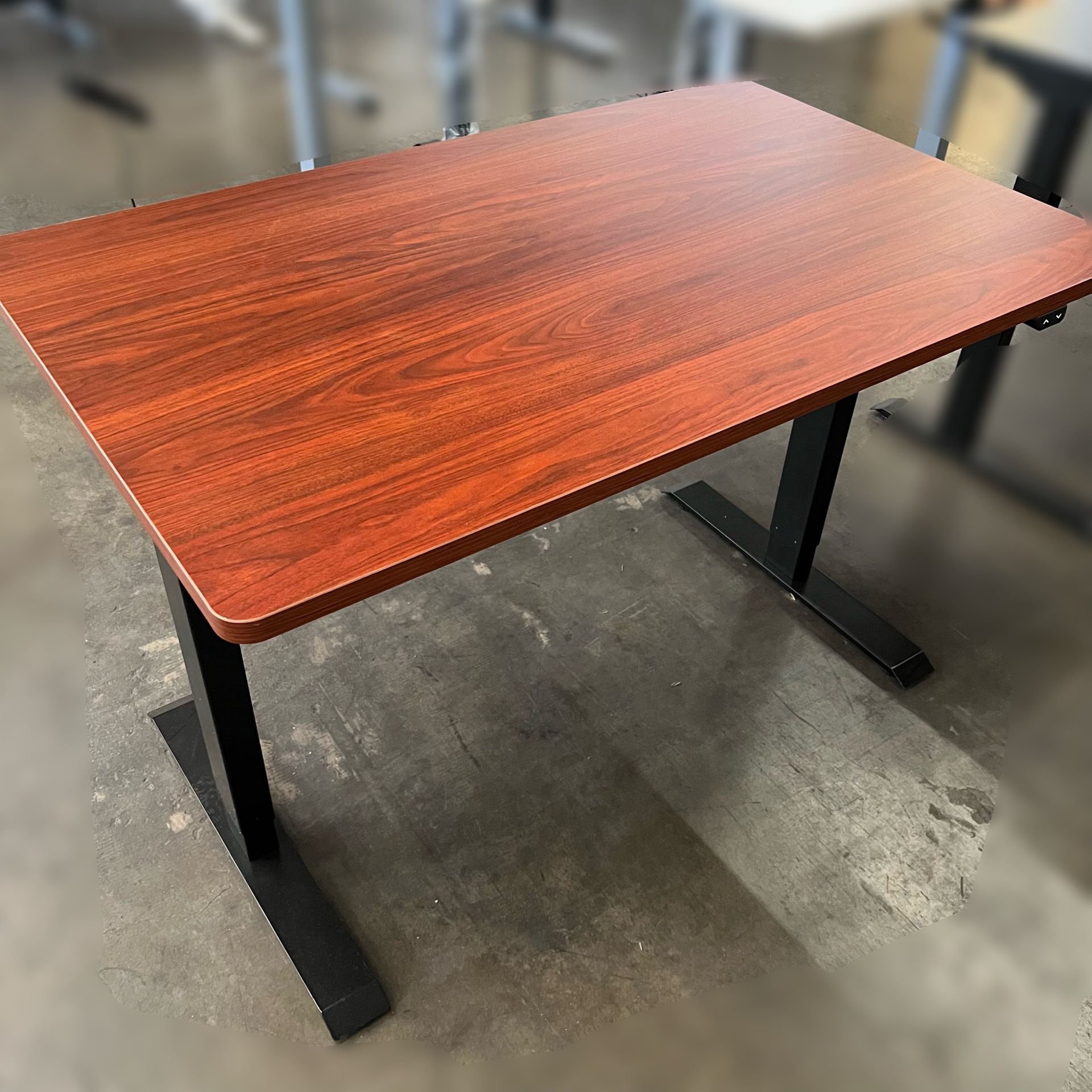 48” Mahogany/Red Wood Electric Standing Desk, Height Adjustable Computer Desk, Sit and Stand Office Desk ($150 to $170)