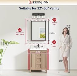 Keonjinn 22 x 30 Inch Brushed Nickel Bathroom Mirror