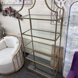 71" Nola 5 Shelf Etagere Bookcase, Gold Finish, New in Box