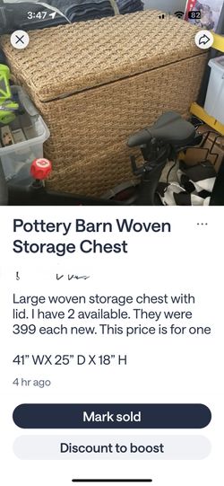 Pottery Barn Woven Storage Chest With Handles