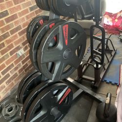 Like New Set Of 255 Lbs Xmark Olympic Weights Plates 