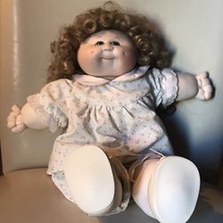 Rare Vintage Handmade Ceramic Cabbage Patch The Original Doll & Clothes by Coleco 