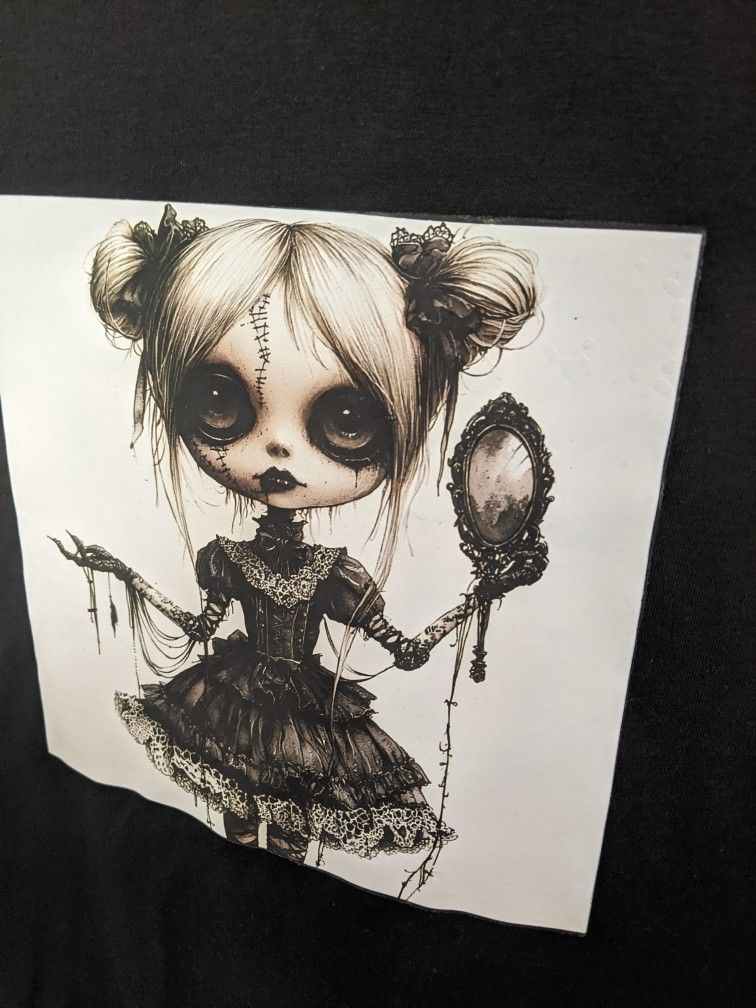 Black unisex XL gothic doll Tshirt