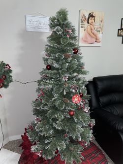 Frosted 6.5 Inch Christmas Tree & Pre Lit Garland 