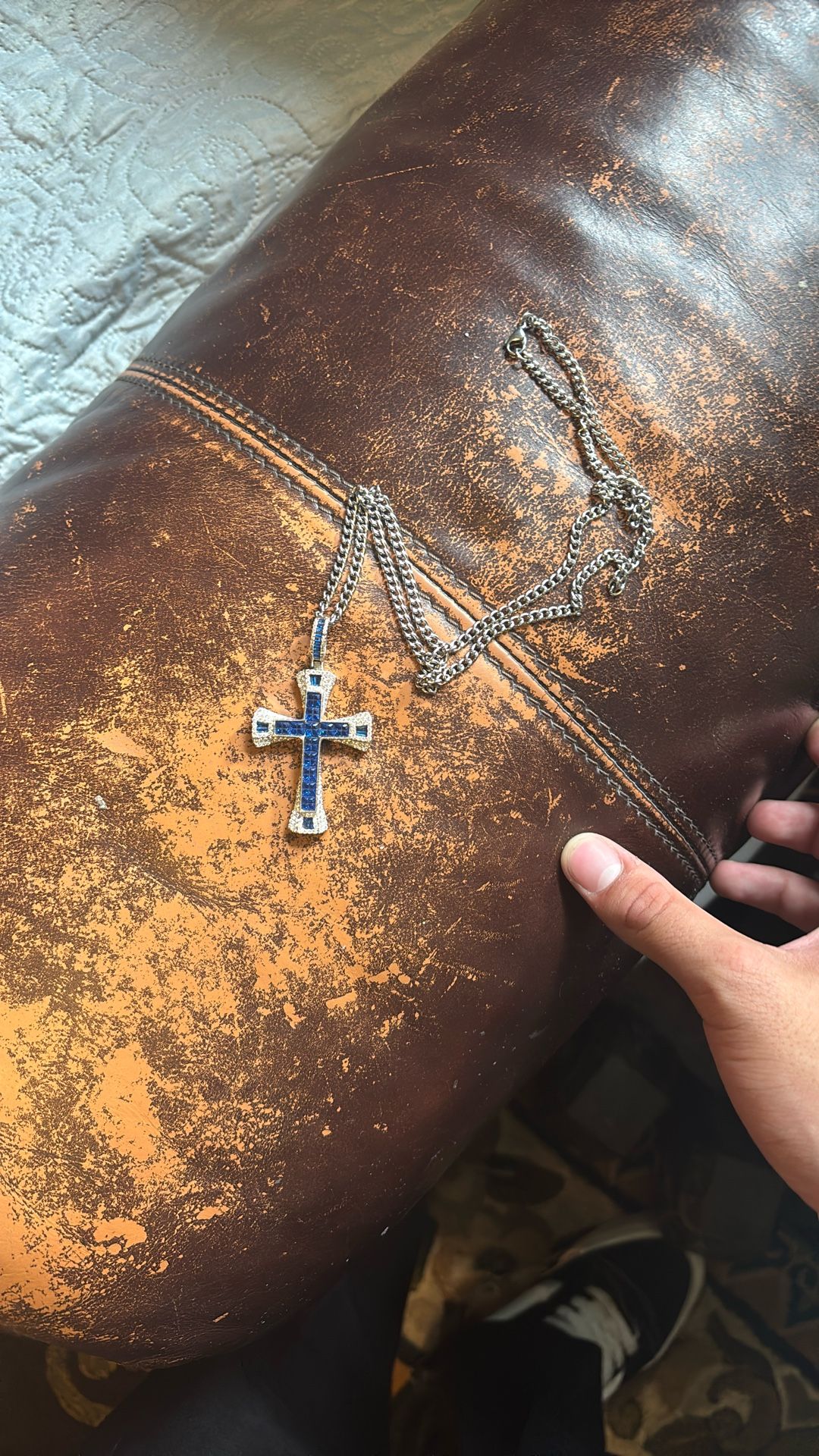 Stainless Steel Blue Cross Pendant
