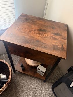 Rustic Wood and Metal End Table