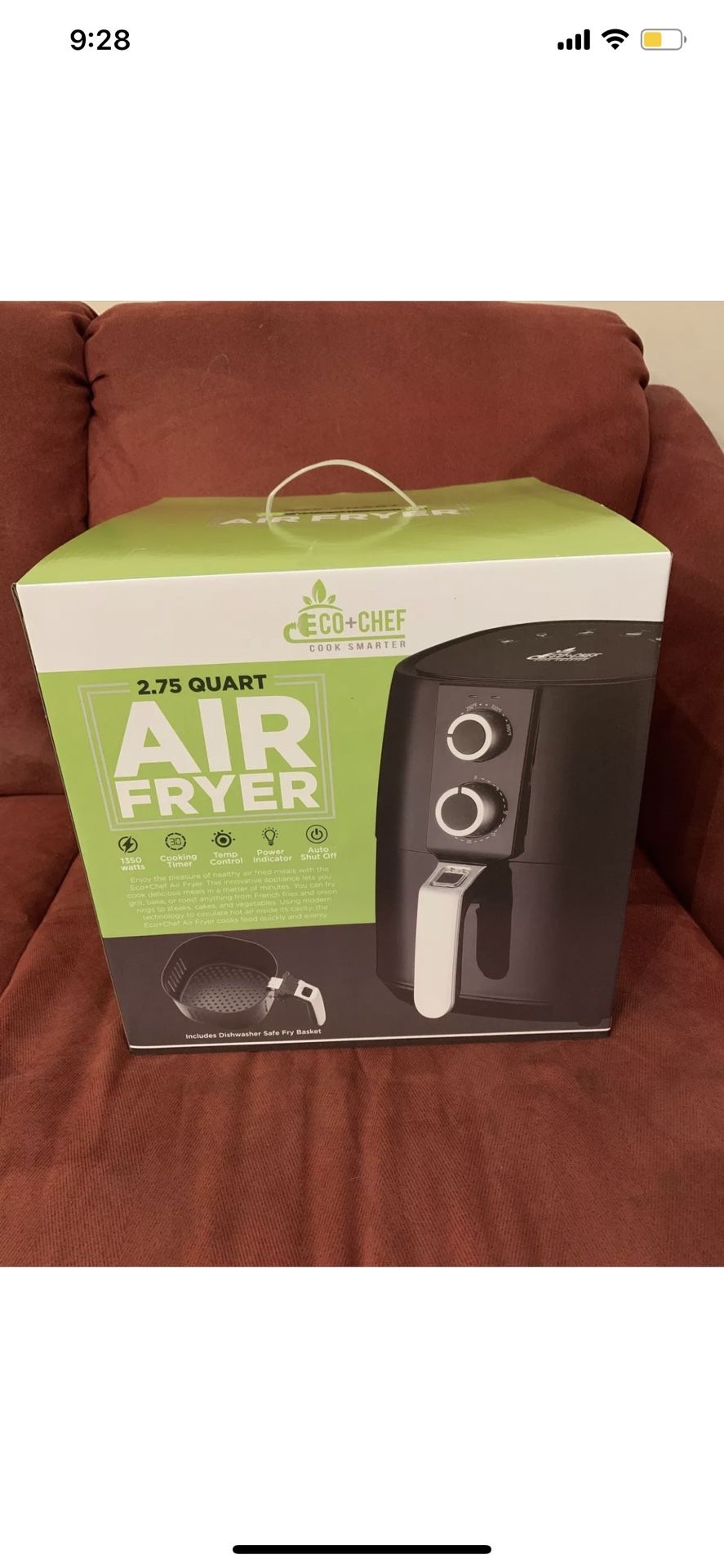 Eco-Chef, Air Fryer 2.75 Quart ~Black/Silver ~ NEW
