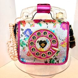 Vintage Y2K Betsey Johnson Off The Hook Kaleidoscope Floral Phone Crossbody Bag