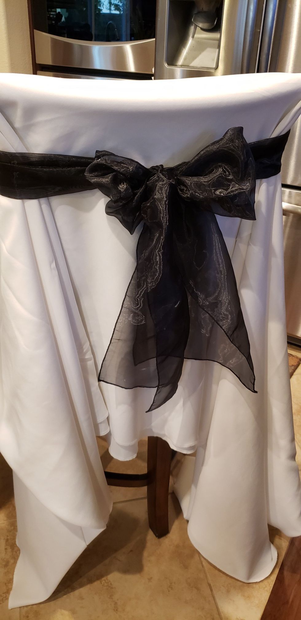 Black organza chair ties (wedding)