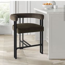 SET OF 2 Pop Maison Velvet 24” Bar Stool - Mink Brown - Brand New