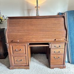 Beautiful Roll Top Desk. Top Part Locks For Security