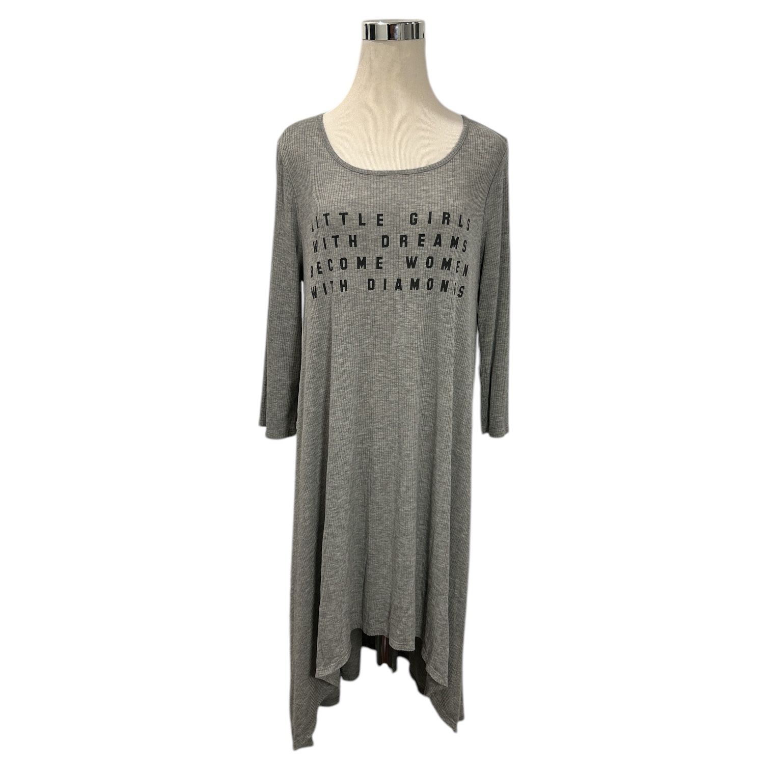 Joyce Leslie “Little Girl With Dreams” Long Tunic Shirt Grey Womens Plus Sz 2XL