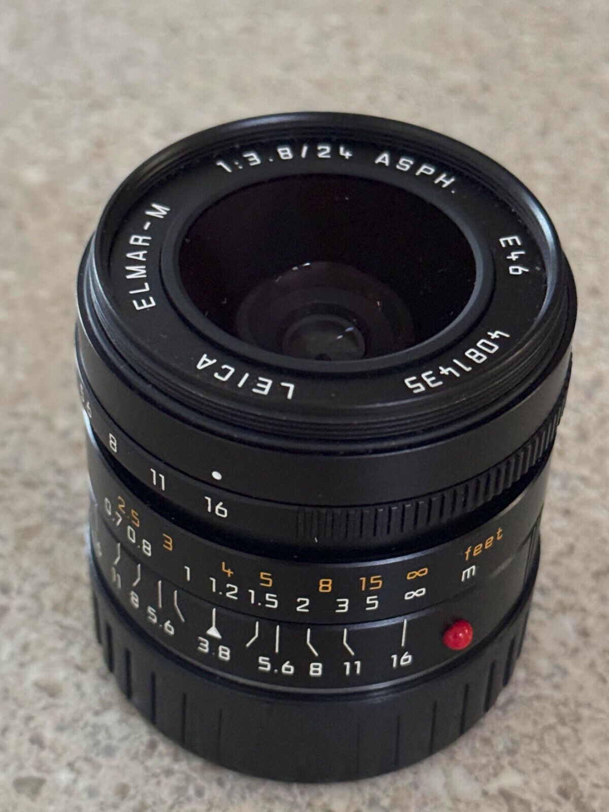 Leica Elmar-M 1:3.8 24mm Aspherical camera lens, black anodised