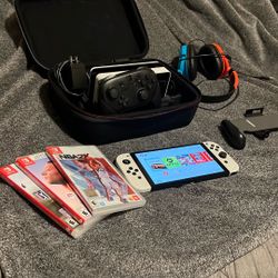 Nintendo Switch OLED With Carrying Case and Other Extras