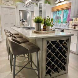 Bar Stools New in Original Packagings Set of 4 With Diamond Stitch Detailing Retailed For $708.00.