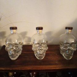 Three Empty Skull Head Bottles 