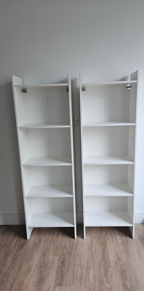 White bookshelves