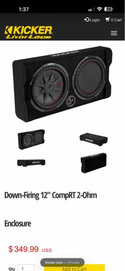 Kicker 48TRTP122 Down-Firing 12" CompRT 2- Ohm Subwoofer Enclosure