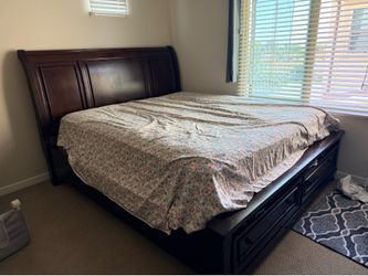 Cal King Mahogany color solid wood bed