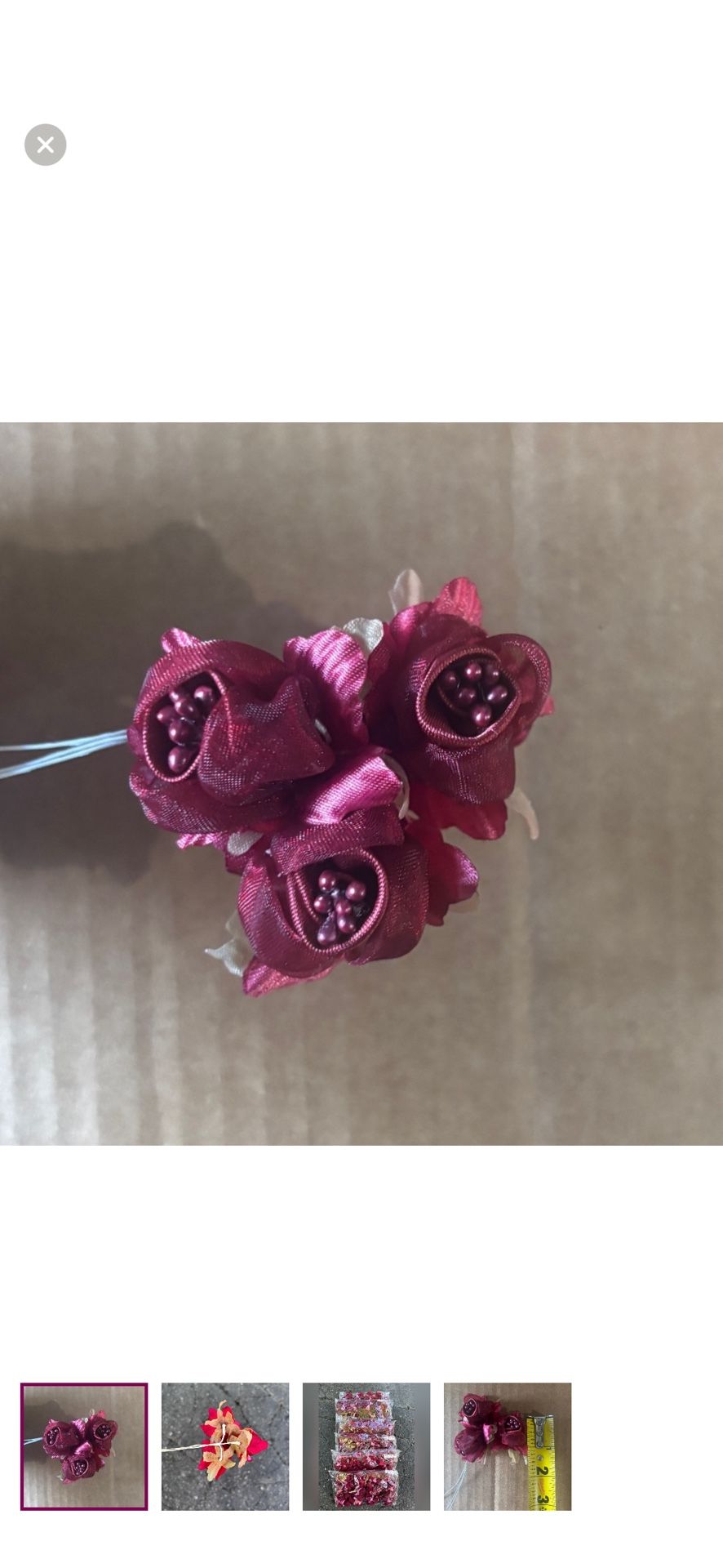 Satin And Organza Burgundy Flowers With Small Pears In The Middle