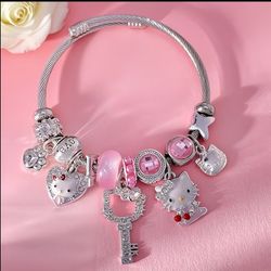 New Hello Kitty Silver Pendant Bracelets- $9 Each 