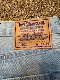Levi's Made In Japan 501 XX Original Fit Light Wash Jeans Size 36x29 Raw Hem LVC