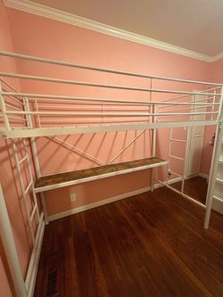 White loft bed - metal - twin size
