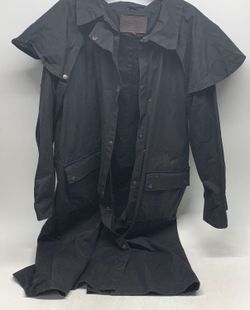 Mens XL / Very Lightly Used Black Cotton Oilskin Duster Coat