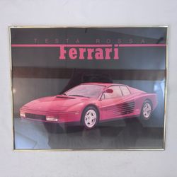 1988 Ferrari Testarossa Framed Poster Bayside Art 16x20 Vintage Wall Decor