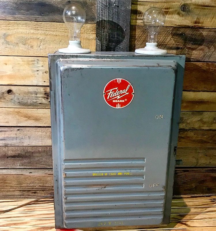 Pull lever vintage electrical light up cabinet