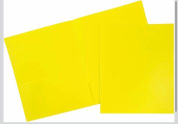 7 Yellow Plastic 2-Pocket Folders – New