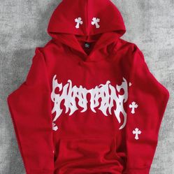 Gothic Letter And Cross Graphic Print, Men's Pullover Long Sleeve Hoodie,
