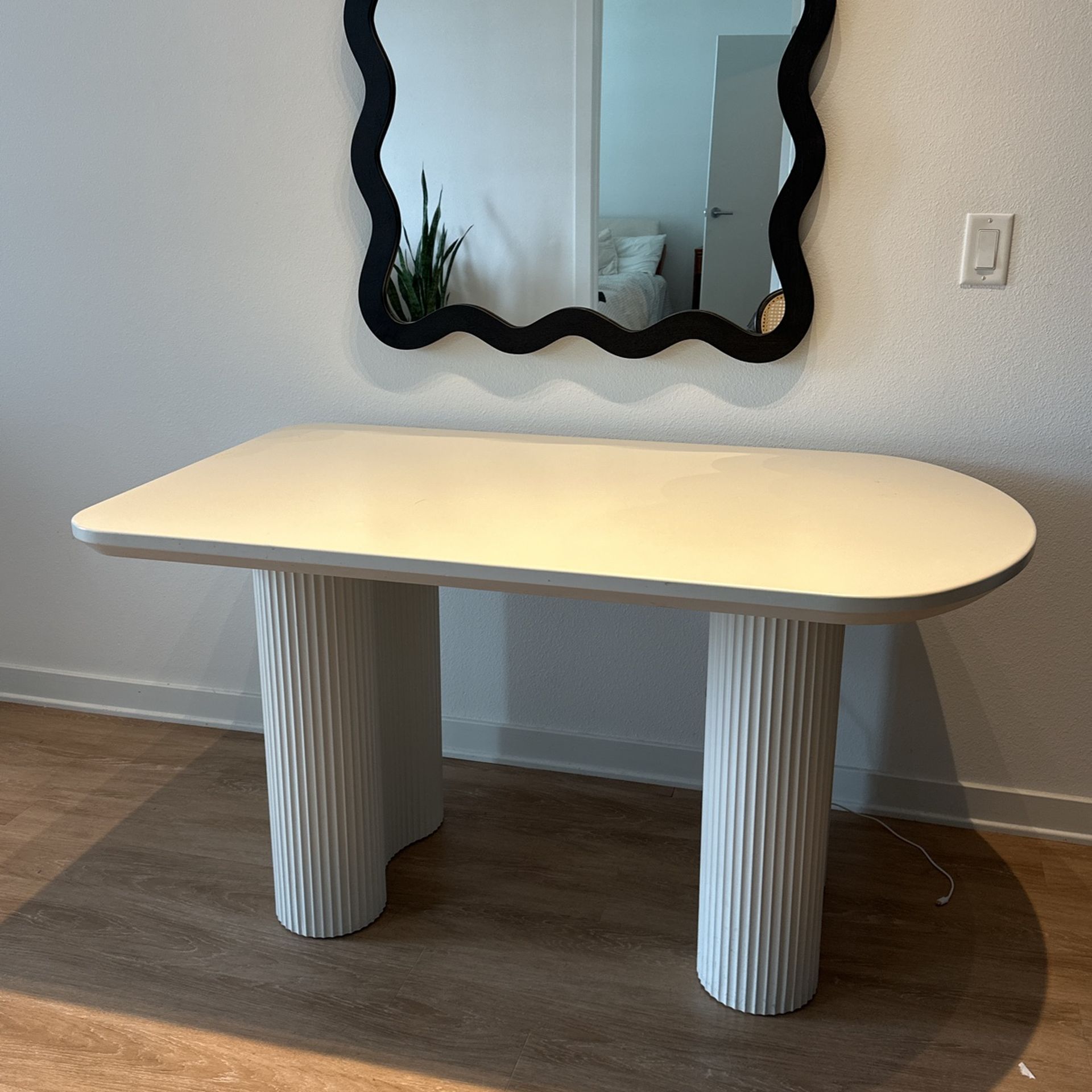 Cream Table Aesthetic Minimalist Dining Office Desk