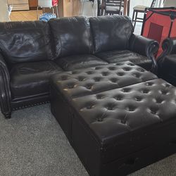 Leather Couches and Ottomans