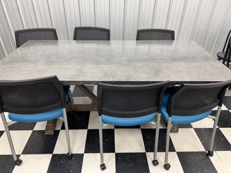 Tables And Chairs , High Chair And Trash Been. 