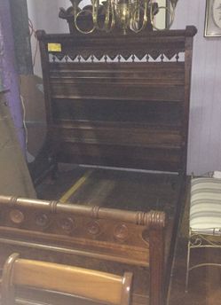 1880 Black Walnut Burlwood Button Bed