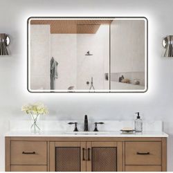 Altair
Viaggi 48 in. W x 30 in. H Medium Rectangular Aluminum Framed LED Lighting Wall Bathroom Vanity Mirror in Matt Black