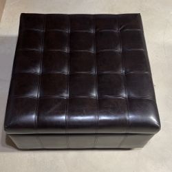 Storage Ottoman Brown Leather Isabella Noble House