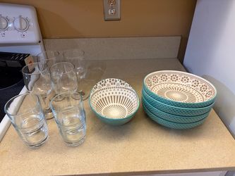 Glassware and Ceramic Bowl Set