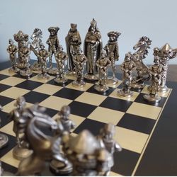 Mullingar Pewter Chess Set W| Board 