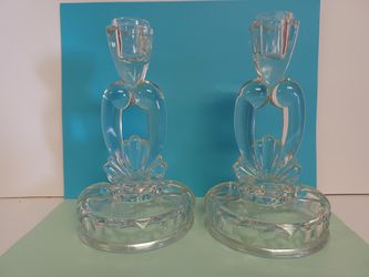 Beautiful Vintage Elegant Glass Candle Holders 