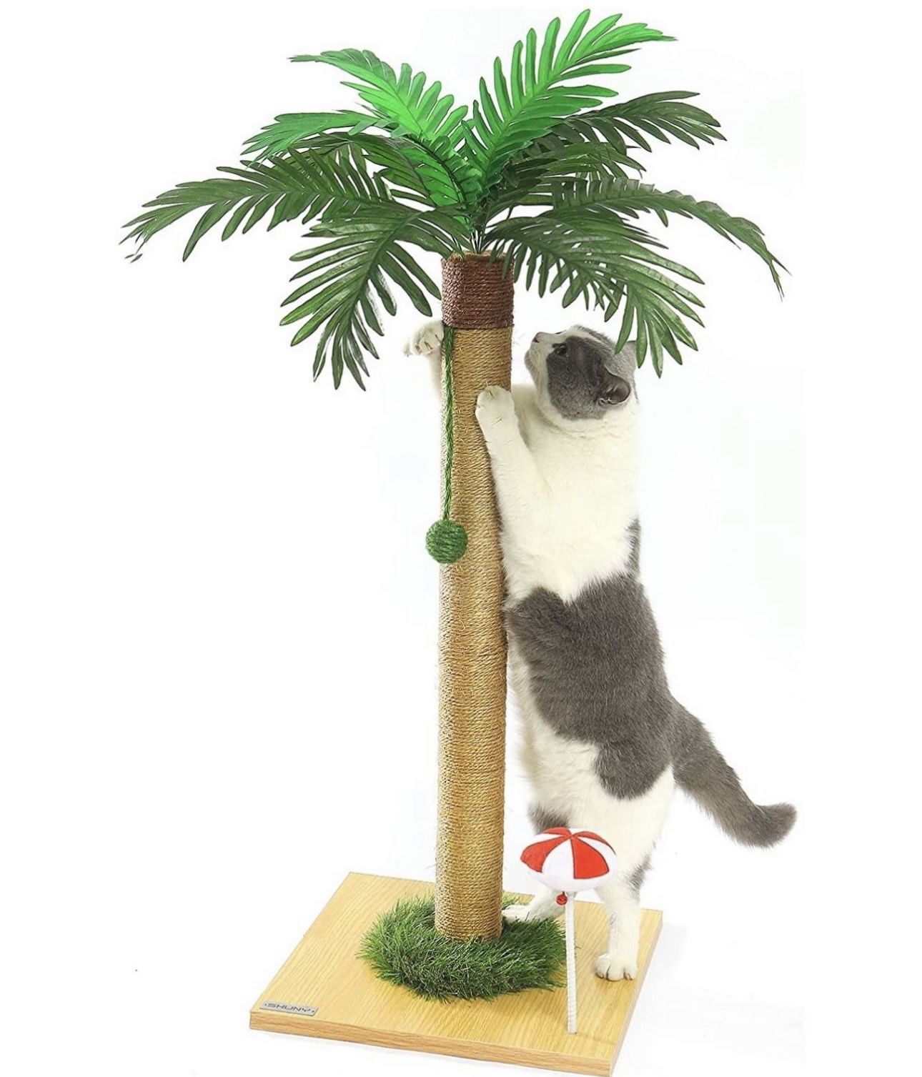 Cat Scratching Post 32 inch Tall Scratching Posts for Indoor Cats Cute Cat Scratching Post for Large Cats and Kitten Sisal Cat Scratcher with Hanging