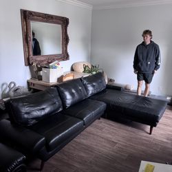 Leather L Shaped Sectional Couch. 