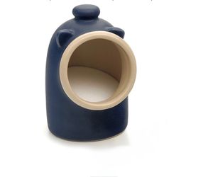 Cutest Matte Blue Ceramic Salt Pig   Stylish salt pig is dark blue ceramic. Has wide opening for easy access to salt. Design is pig-like with small ea