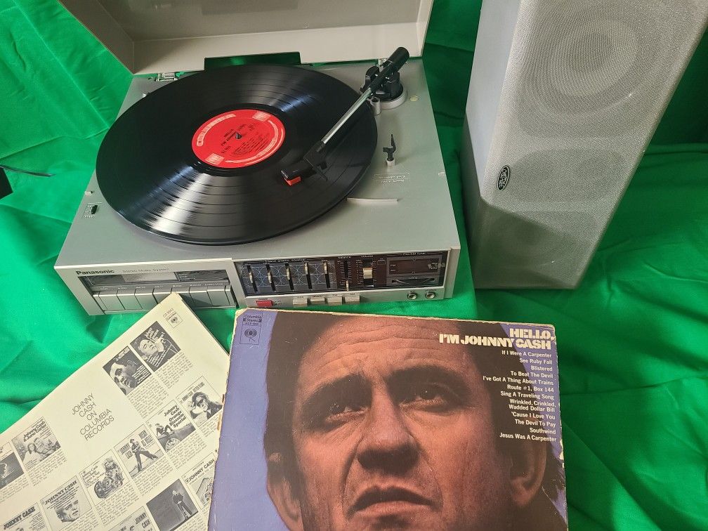 1980's Panasonic Music System with Omega Speaker ( Radio, Vinyl, And Cassette)