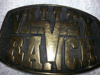 VALLEY RANCH, brass belt buckle